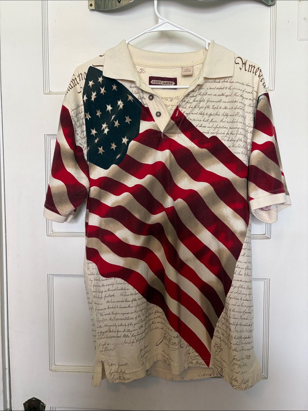 Cody James Men’s  Declaration of Independence American Flag Polo Shirt Size M
